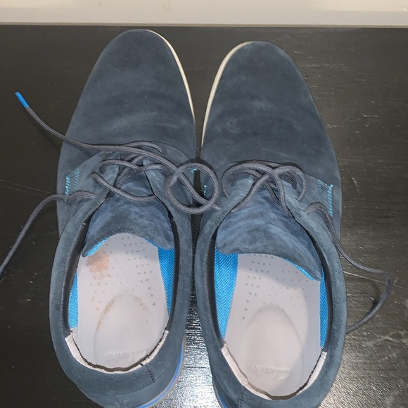 Clarks Men's Denner Motion Suede Oxford Shoes - Navy and Taupe.  Size 8. - Picture 9 of 10